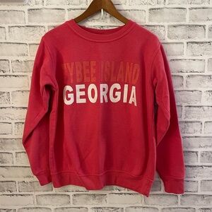 Women’s Tybee Island GA pink long sleeve crew neck logo sweatshirt Medium